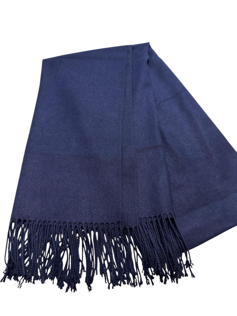 Navy Blue Cashmere Blend Pashmina Scarf Wrap โ Fringe โ 65"